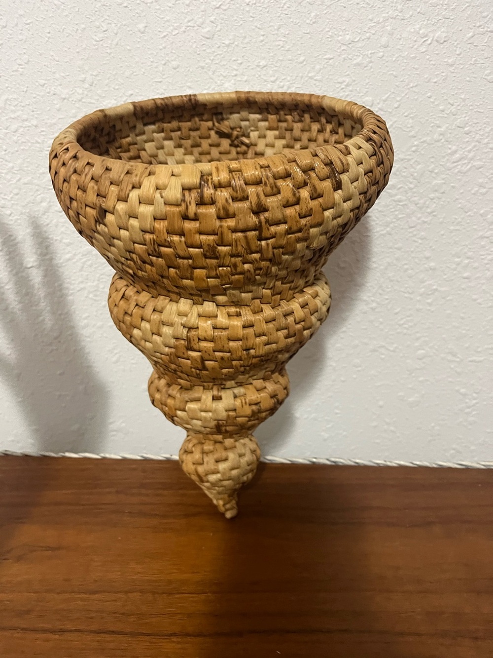 Unique Vintage Hanging Spiral Shell Basket